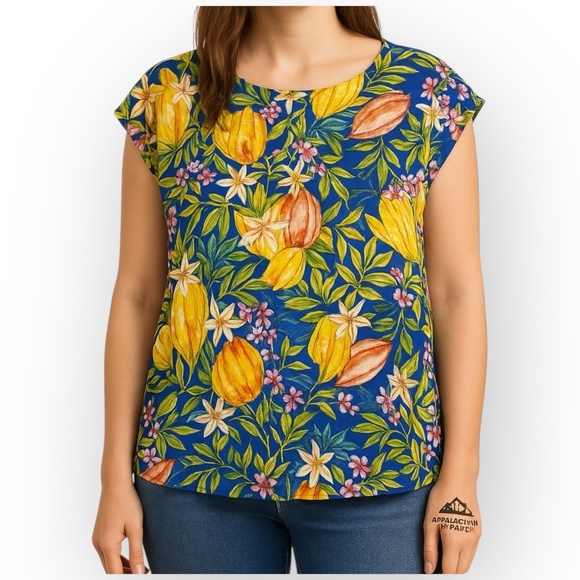 EUC Rachel Rachel Roy Tropical Floral Blouse XL 0955 - Picture 1 of 7